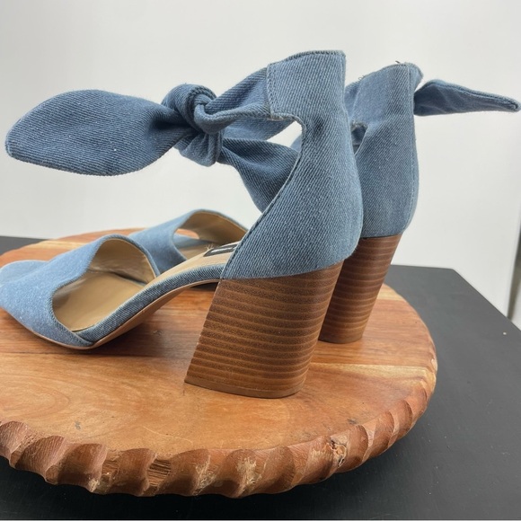 Design Lab Oni Bow Ankle Strap heel Sandals Denim, 10 blue - Picture 4 of 10